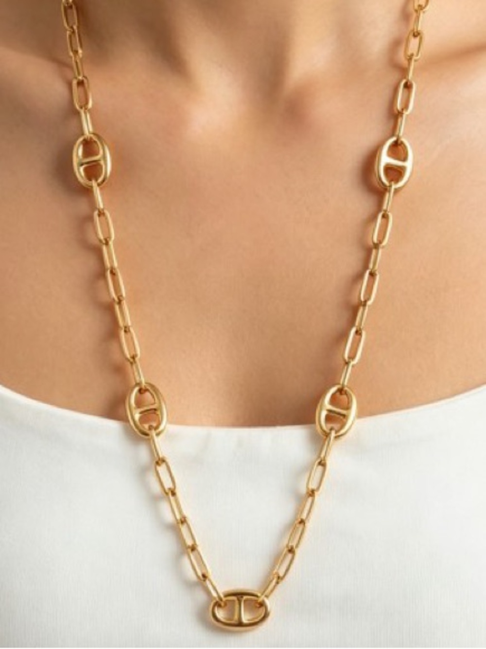 18K Gold Long Horsebit Link Chain (7317)